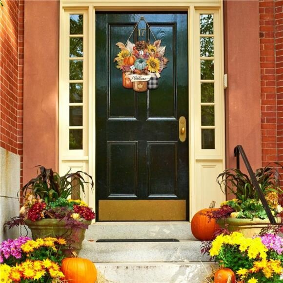 Welcome Fall Door Decorations Thanksgiving Sign Hanging Decoration Wall - Picture 5 of 7
